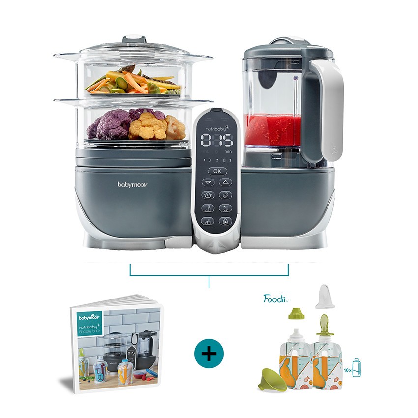 Robot multifonctions Nutribaby(+) + Kit gourdes Foodii + Livre de recettes 