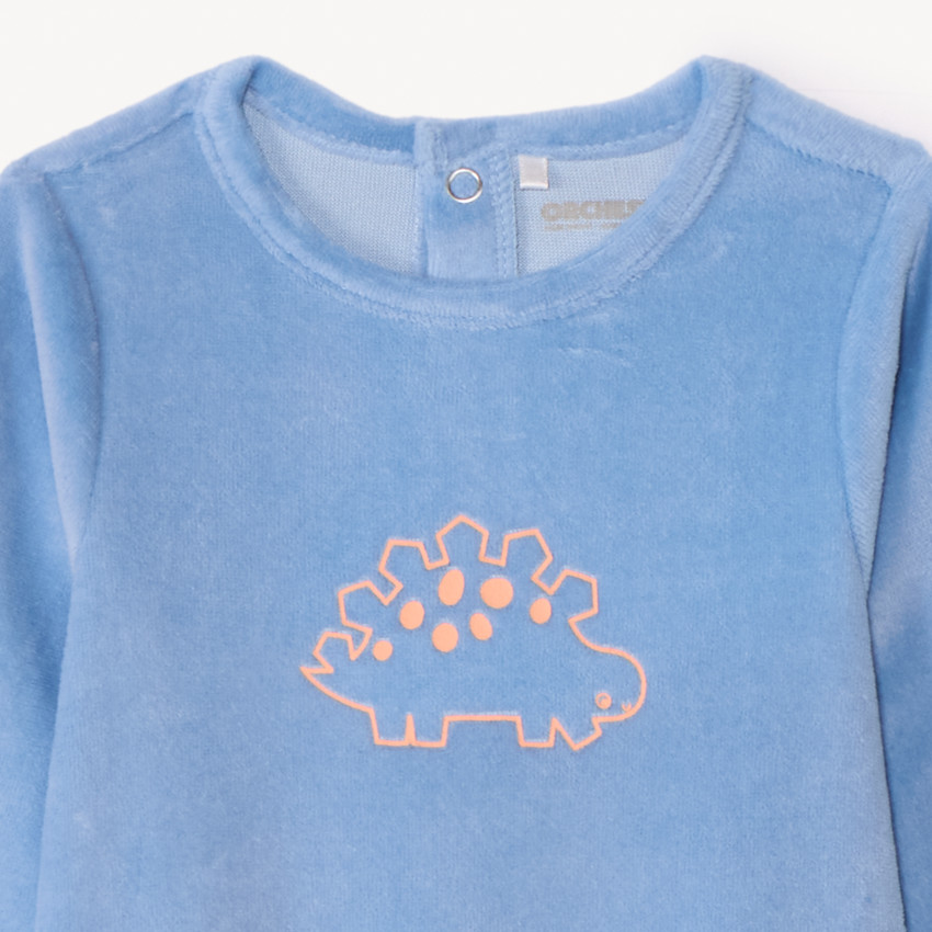 Dors-bien uni en velours printé pour bébé garçon 