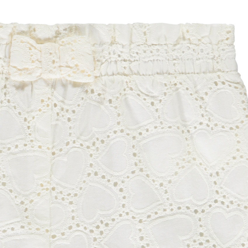 Short uni en broderie anglaise et nœud fantaisie pour bébé fille  