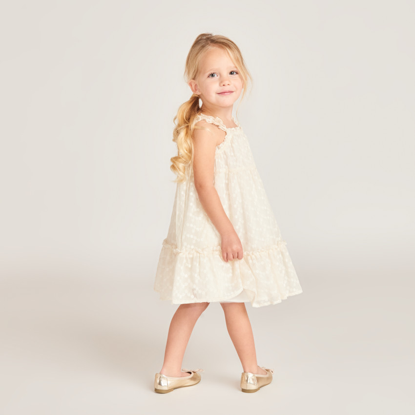 Robe à bretelles en tulle brodée ailes de papillon dans le dos pour bébé fille 