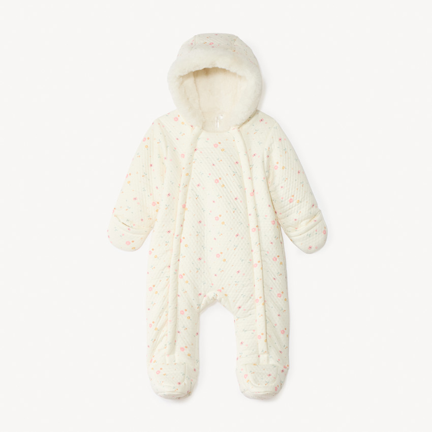 Combi-pilote imprimé fleuri pour bébé fille avec finitions différentes selon l'âge 