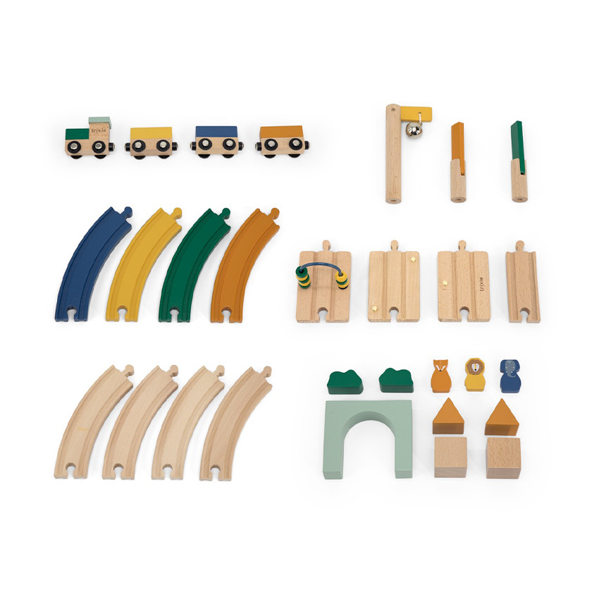 Circuit de train en bois 29 pièces 