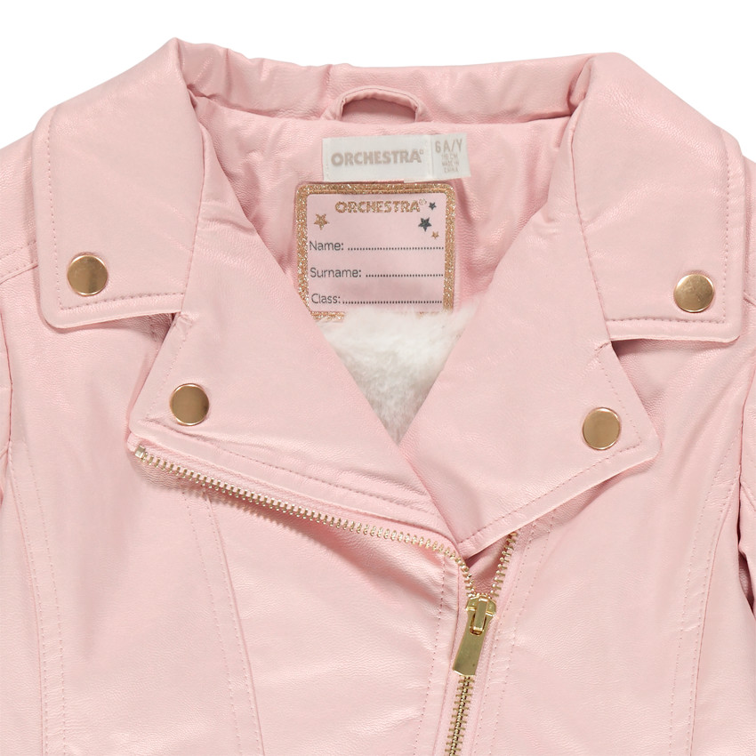 Perfecto  en simili cuir rose doublé sherpa à poches zippées 