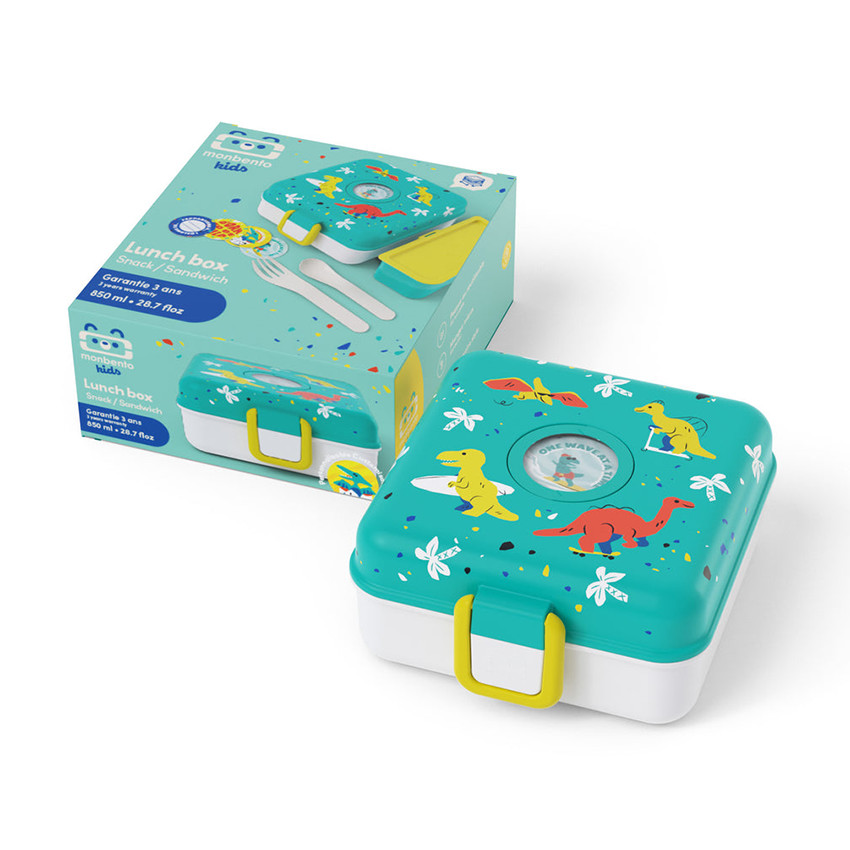 Lunchbox personnalisable 850ml Snacky avec couverts Dino 