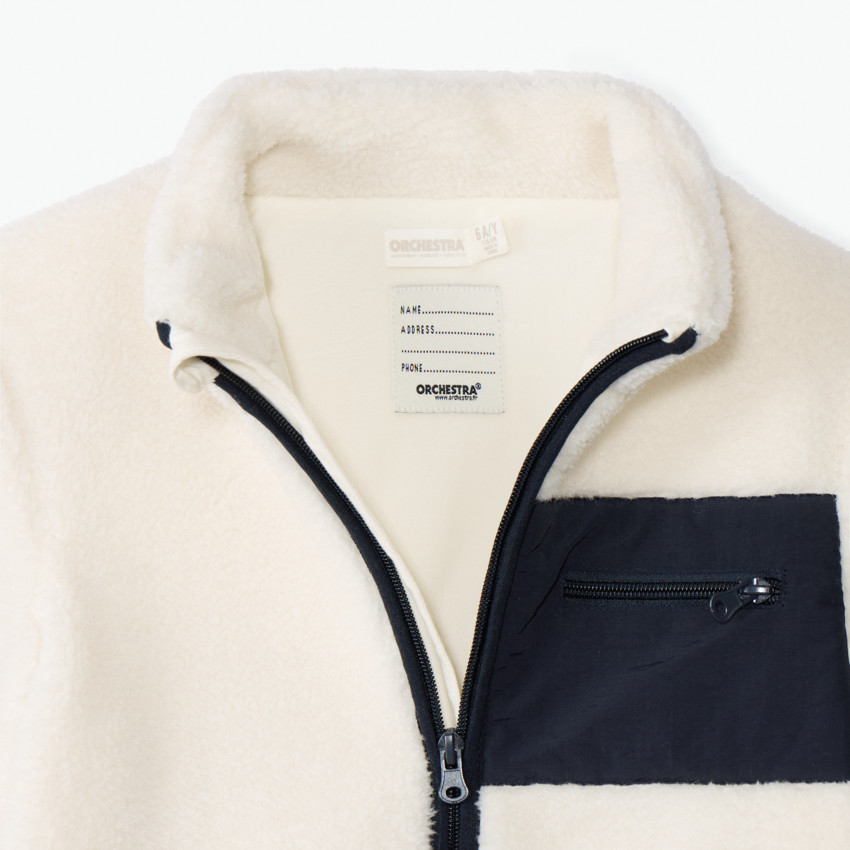 Veste sherpa écru doublé micropolaire pour garçon  