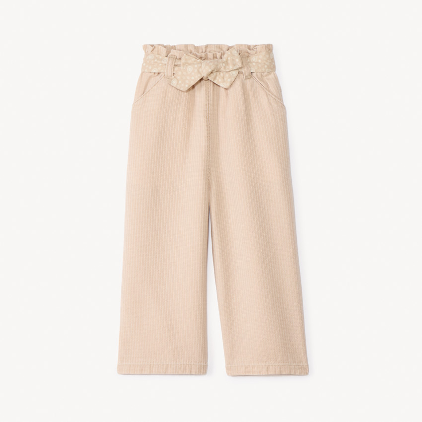 Pantalon large avec ceinture à nouer pour bébé fille