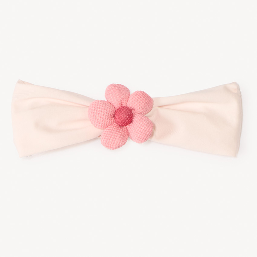 Bandeau en jersey avec fleurs 3D pour bébé fille 