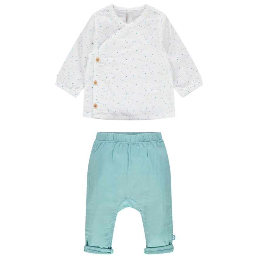 Ensemble brassière imprimée et pantalon uni 