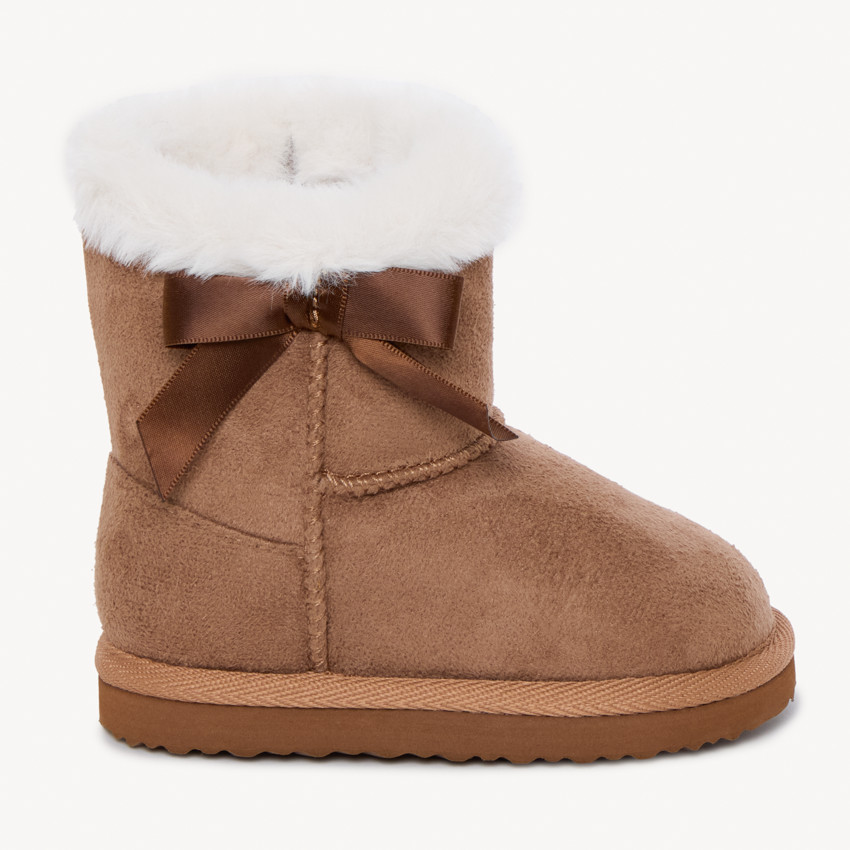 Bottes fourrées effet daim avec nœud pour fille 