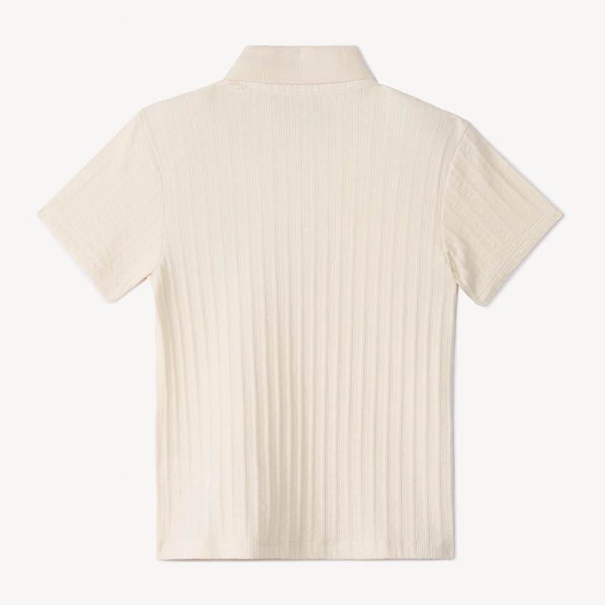 Polo manches courtes maille côte cactus brodé pour garçon 