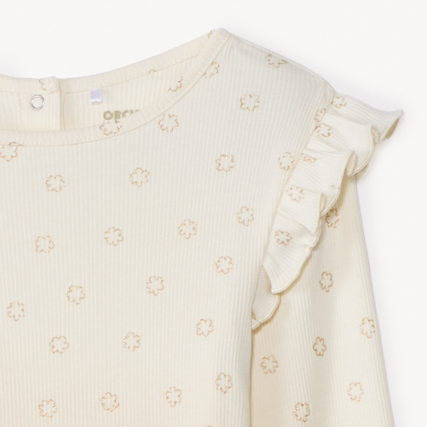 T-shirt manches longues à imprimé nuages glitter print pour bébé fille  