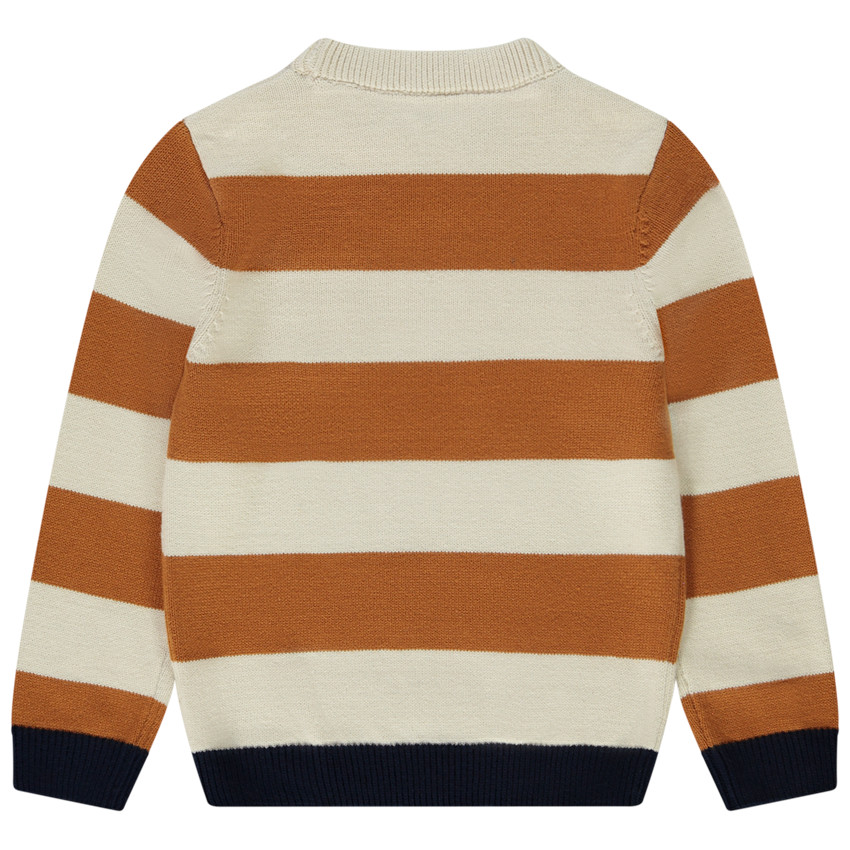 Pull rayé avec patch bouclette fantaisie pour garçon 