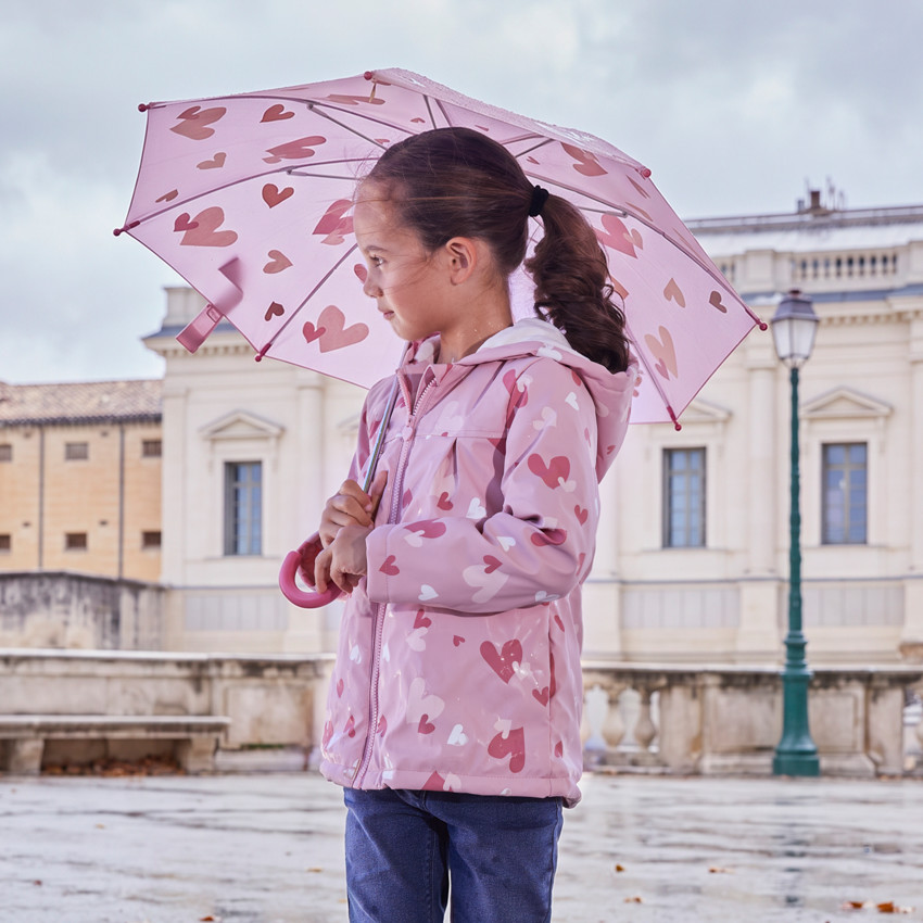 Parka de pluie fille à capuche et couleurs changeantes 