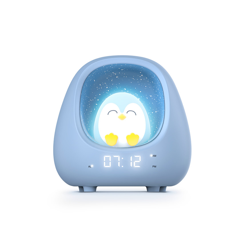 Réveil avec veilleuse Snow le pingouin bleu 