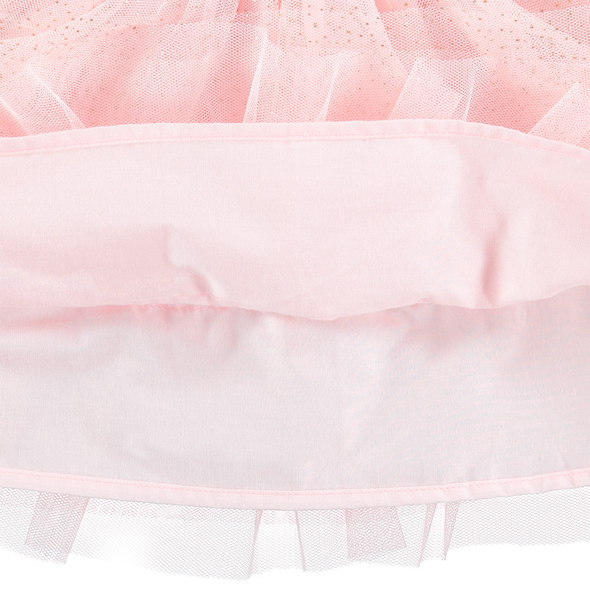 Robe de fête bi-matière avec cygne printé et tulle 