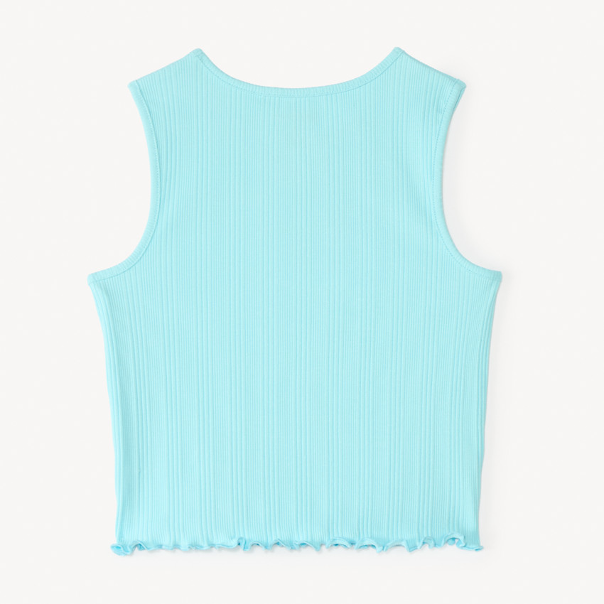 Débardeur en maille côtelée fantaisie broderie "Saint Tropez" pour fille 