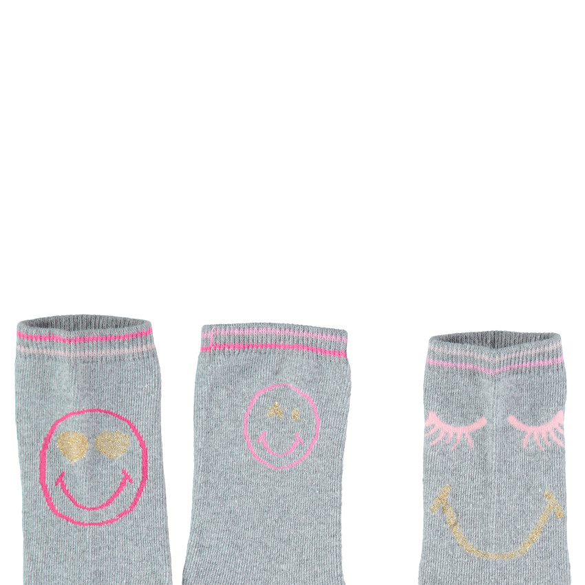 Lot de 3 paires de chaussettes unies avec motif Smiley en jacquard 