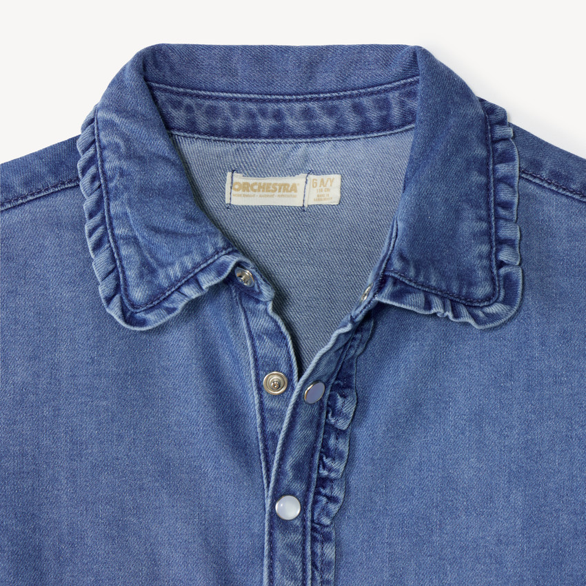 Chemise fille manches longues en denim 