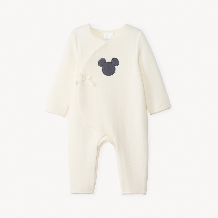 Combinaison longue unie effet cache-cœur Mickey Disney pour bébé
