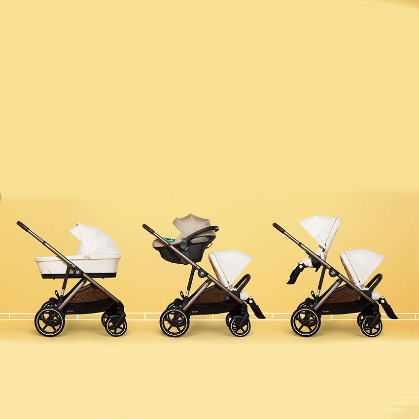 Poussette Gazelle S singel/double - Châssis Taupe / Siège Seashell Beige 