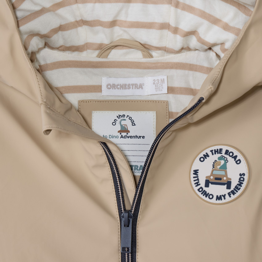 Parka gomme à capuche ludique pour bébé garçon 