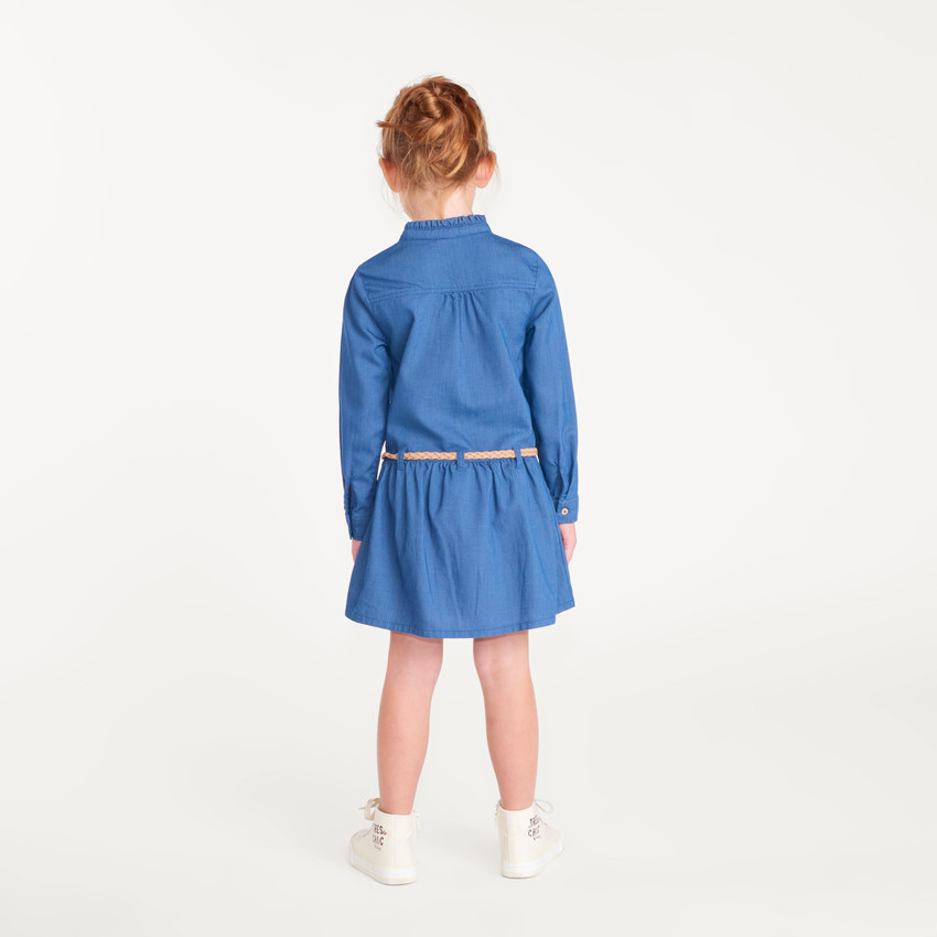 Robe chemise fille avec ceinture tressée 