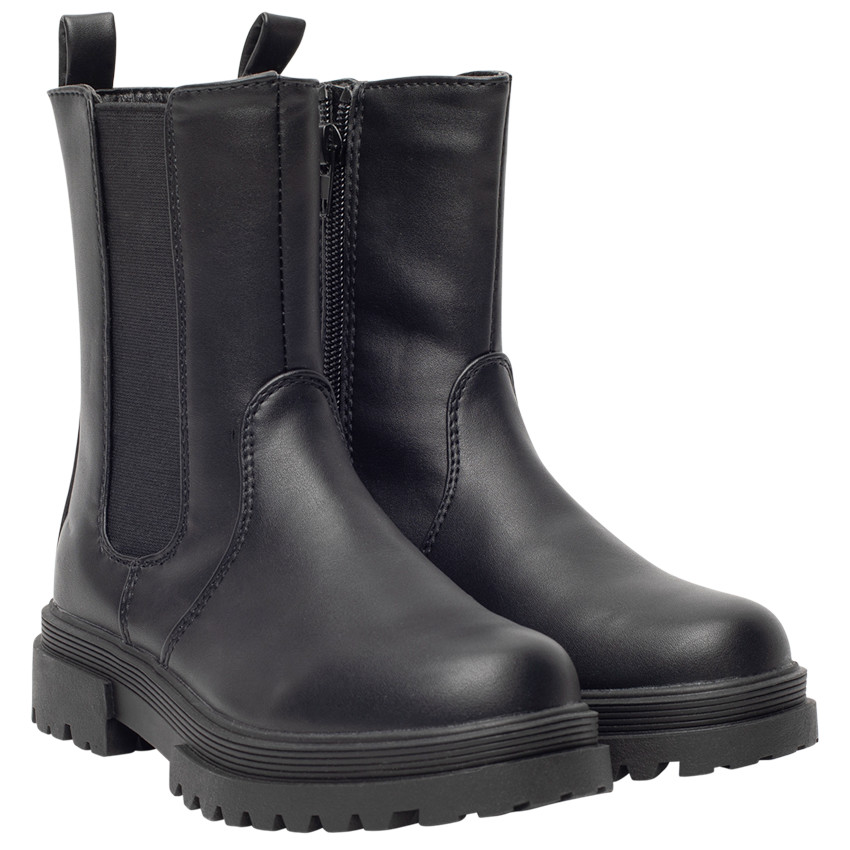 Bottines effet cuir avec semelles chunky pour fille 