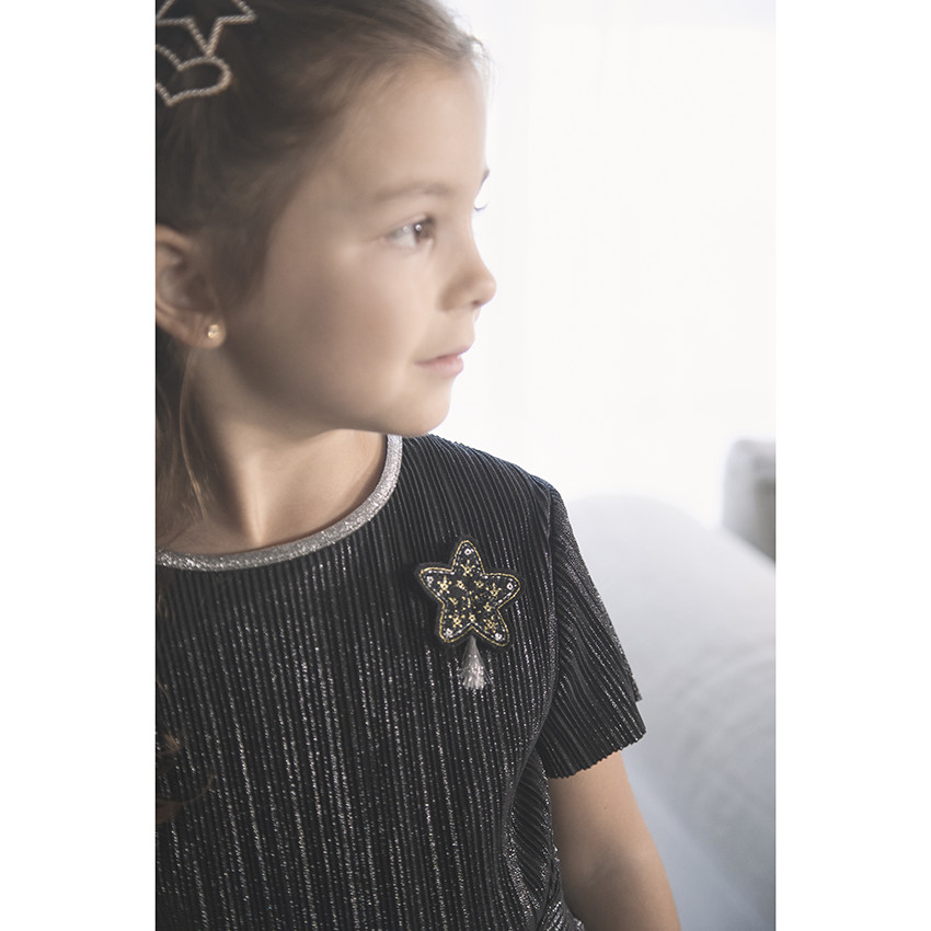 Combinaison de fêtes longue manches courtes brillante pour enfant fille 