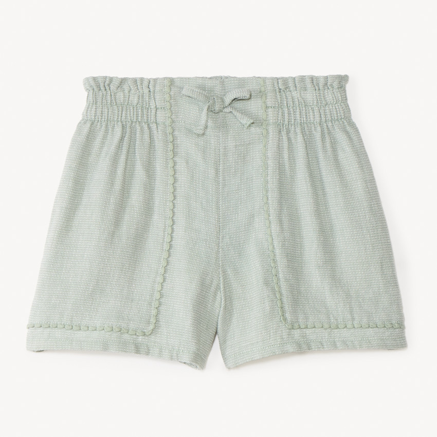 Short en toile avec galon à pompons pour fille 
