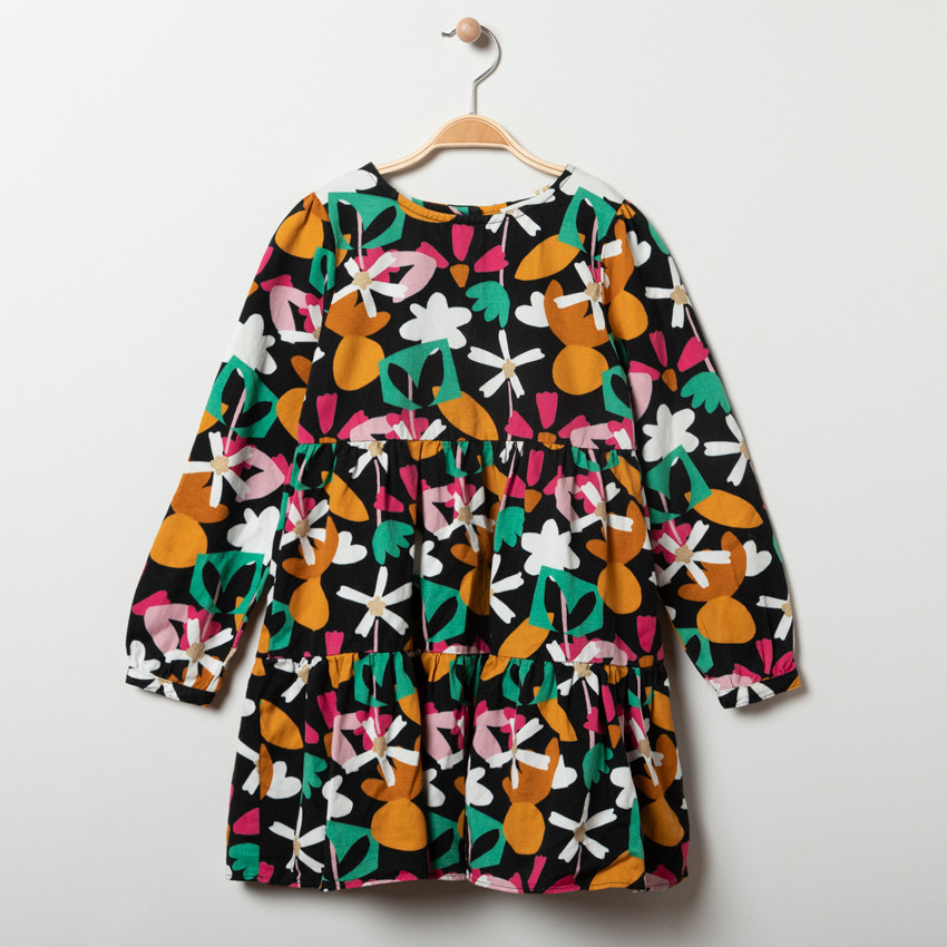 Robe manches longues imprimée fleurs pour enfant fille 
