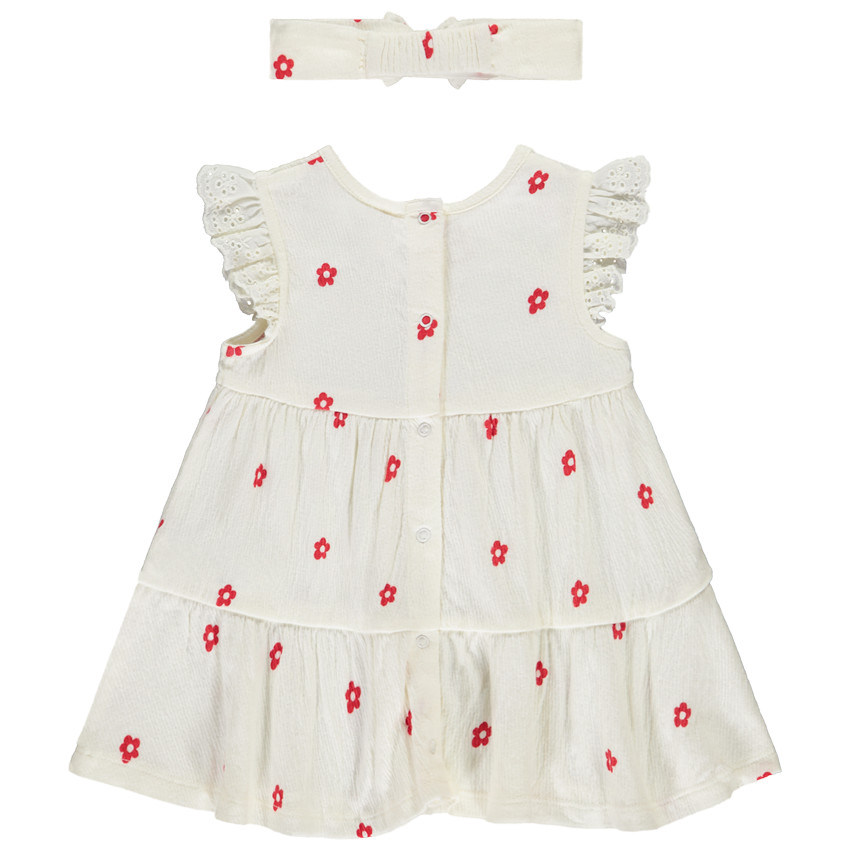 Robe effet froissé + bandeaux imprimé fleur pour bébé fille 