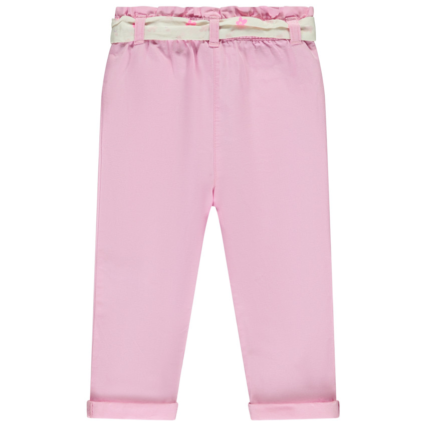 Pantalon en toile avec ceinture imprimée pour bébé fille 