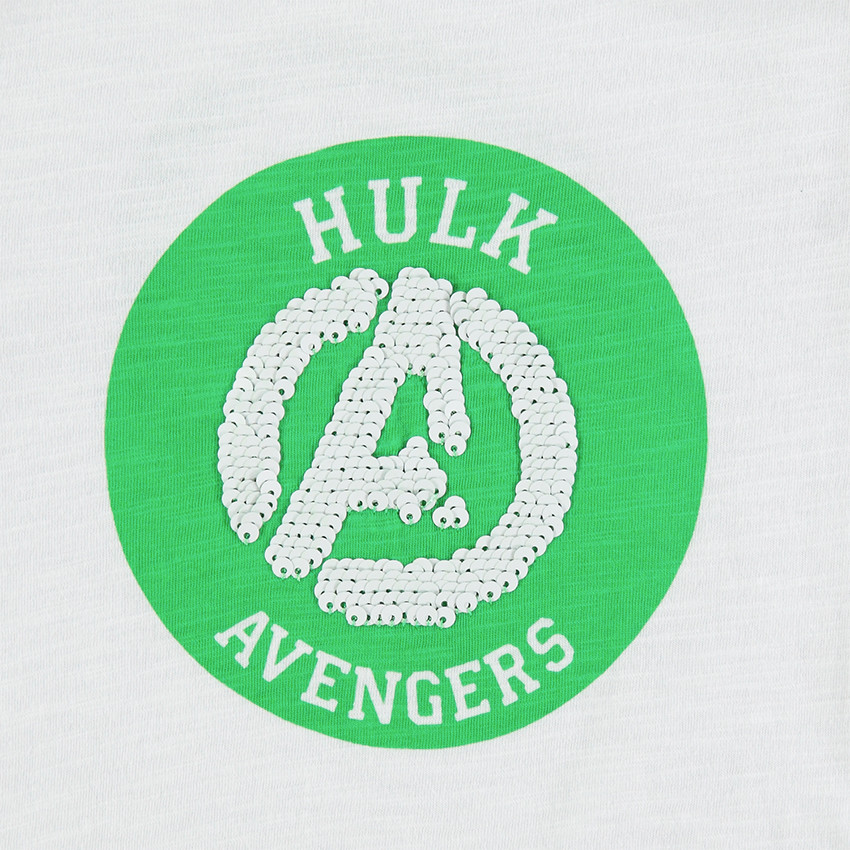 Tee-shirt manches courtes en jersey avec motif en sequins magiques Hulk Avengers Marvel 