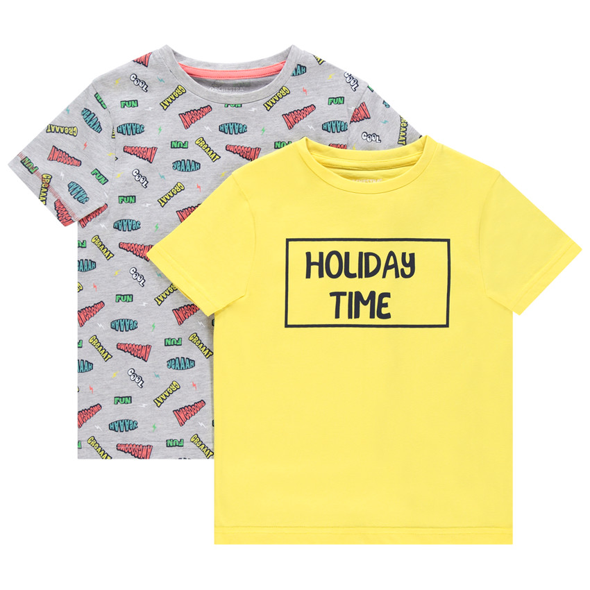 Lot de 2 t-shirts en coton imprimé / à message pour enfant garçon Main Lot de 2 t-shirts en coton imprimé / à message pour enfant garçon