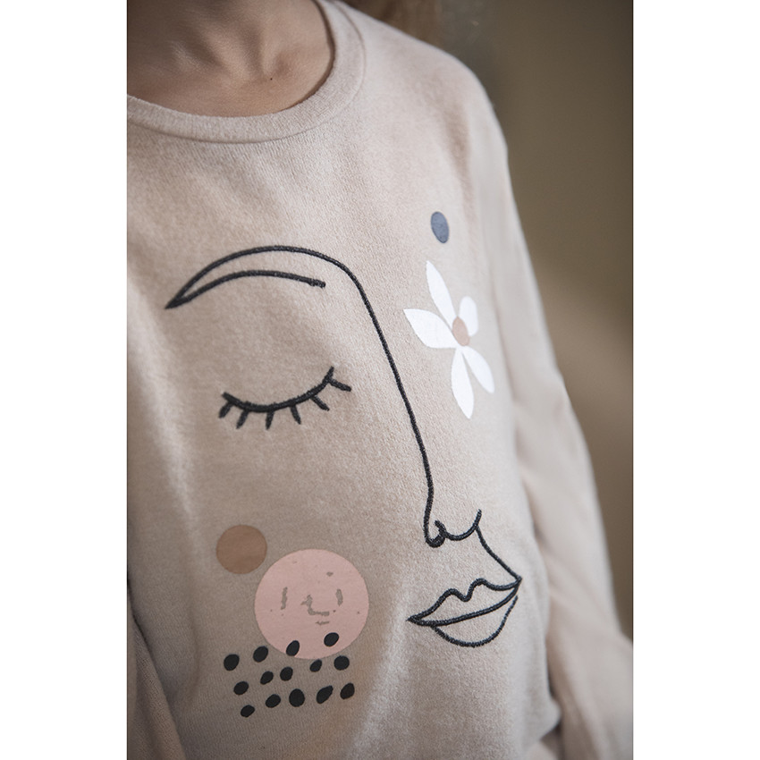 T-shirt manches longues print graphique pour enfant fille 