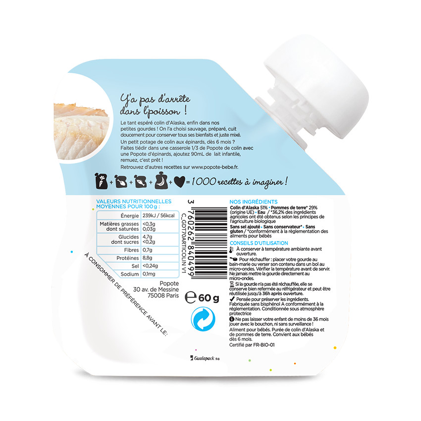 Gourde au colin d'Alaska sauvage - 60g 