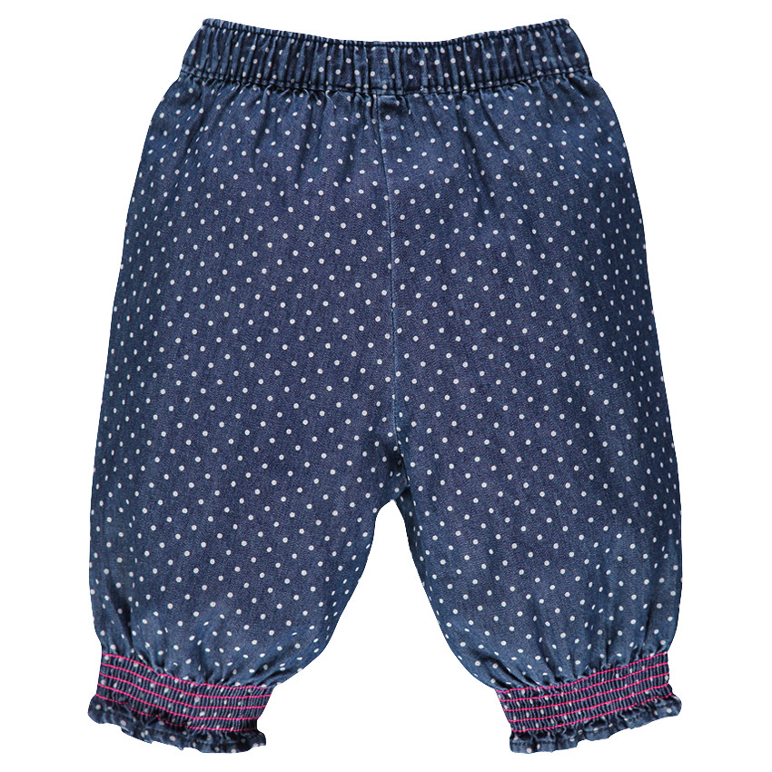 Pantacourt en jean imprimé pois et fleurs pour bébé fille 
