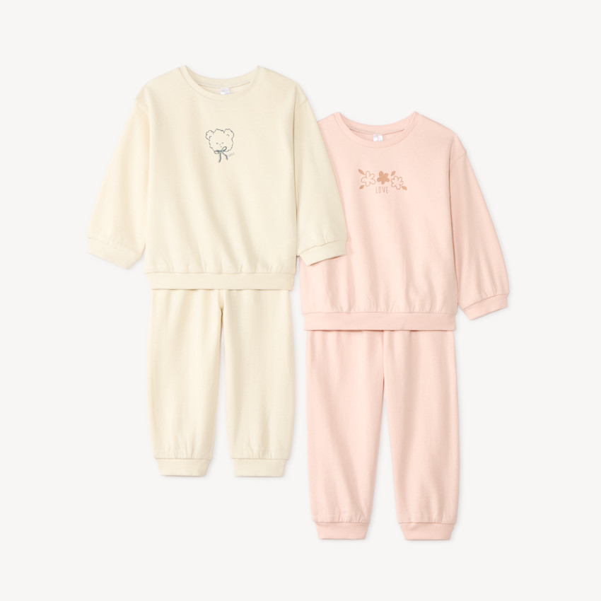 Lot de 2 ensembles de jogging bébé en molleton 