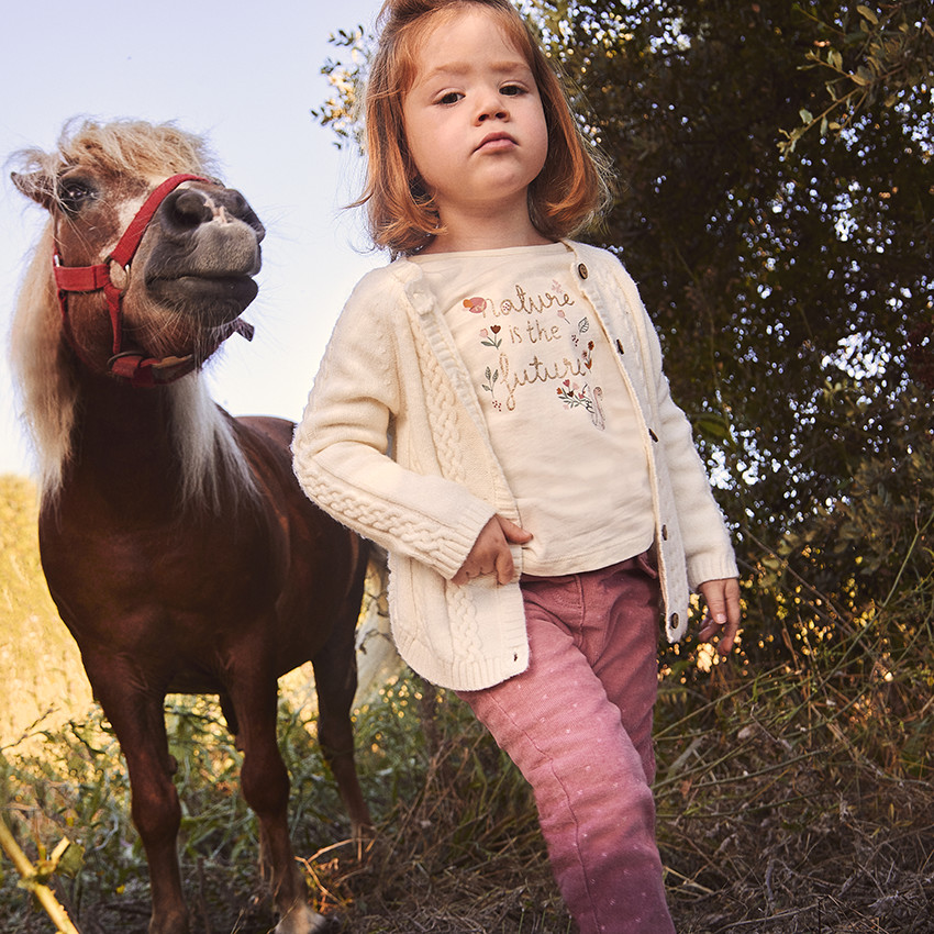 Pantalon slim en velours milleraies imprimé étoiles pour bébé fille 