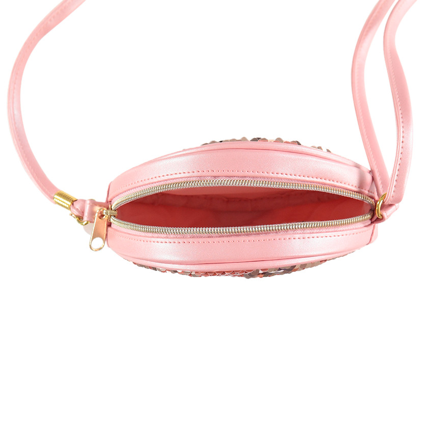 Sac bandouilère rose irisé avec sequins magiques 