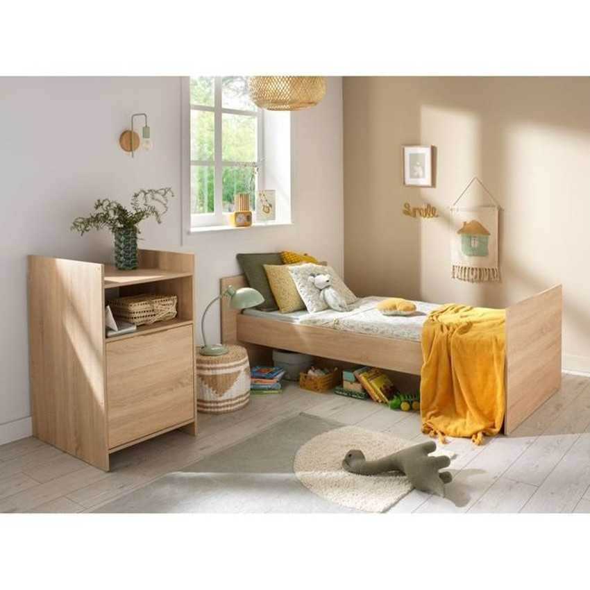 Lit combiné évolutif 60 x 120 cm + commode à langer Azur aspect chêne doré 