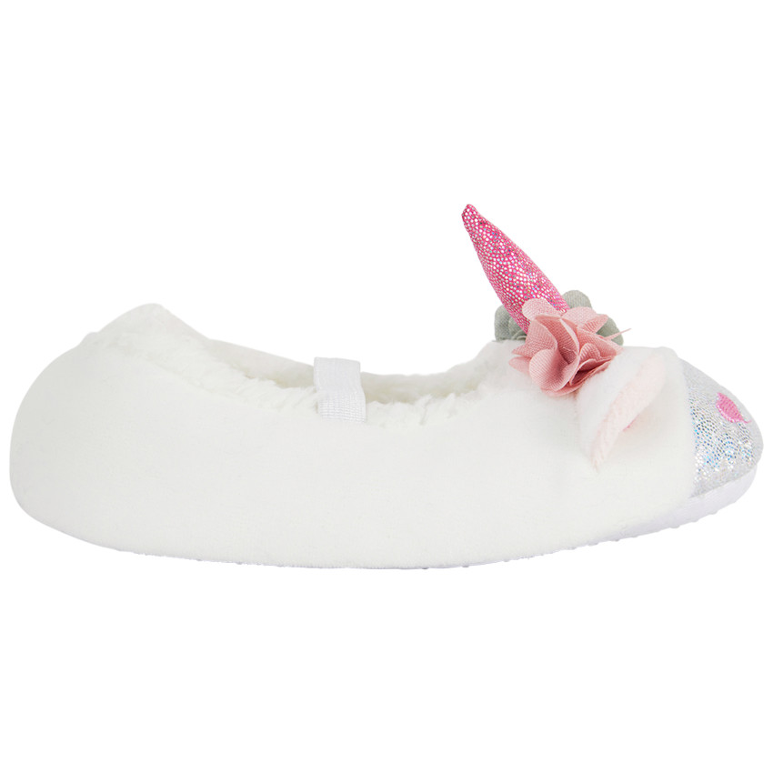 chausson avec élastique et tête de licorne pour bébé fille - blanc
