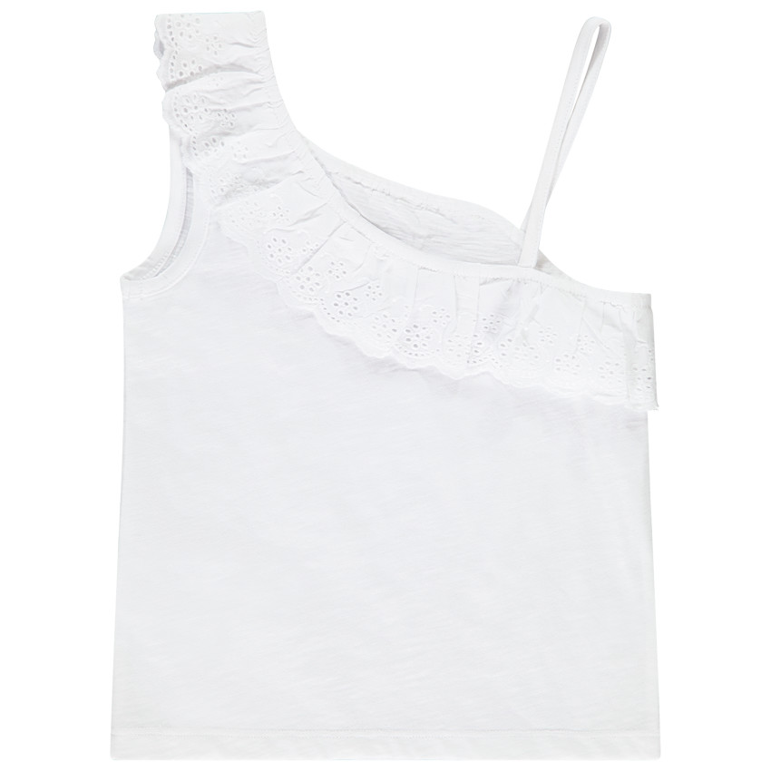 Débardeur à bretelles asymétriques et broderie anglaise pour fille 
