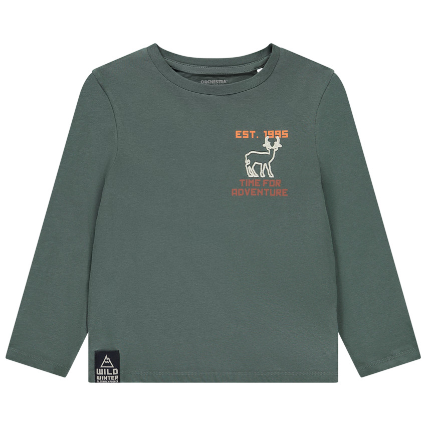 T-shirt manches longues broderies cerf pour garçon 