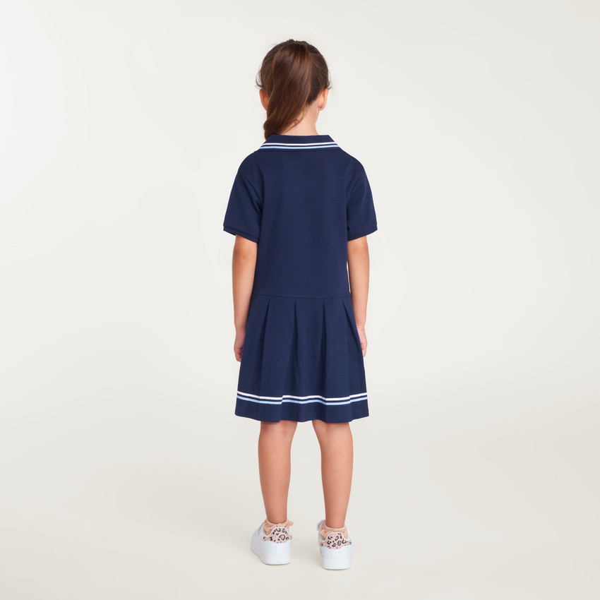 Robe écolière fille à manches courtes avec broderie "LA" 