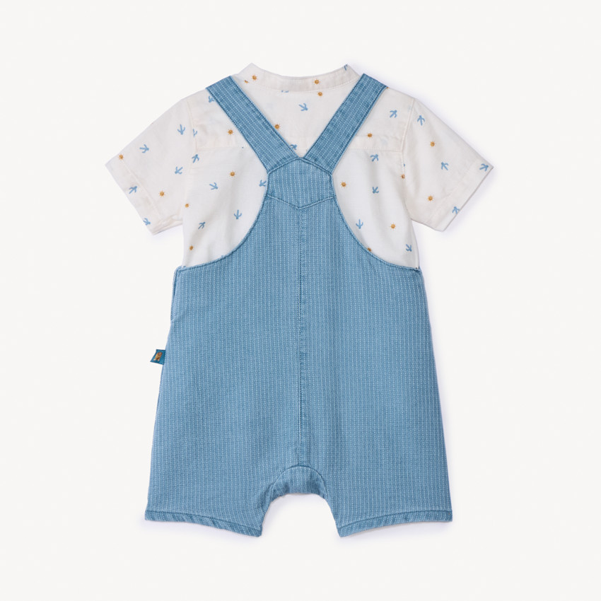 Ensemble chemise manches courtes et salopette motif soleil pour bébé garçon 
