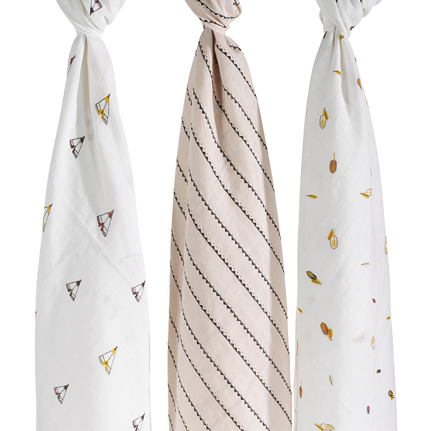 Lot de 3 langes en coton Timouki 
