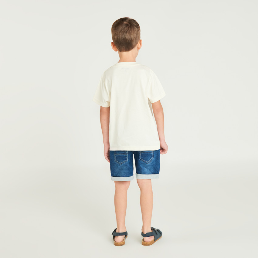 T-shirt manches courtes print et broderie fantaisie pour garçon 