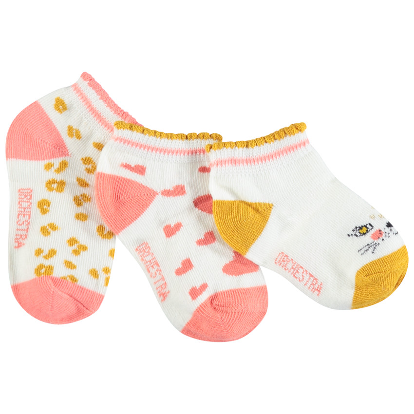 Lot de 3 paires de chaussettes motifs coeurs et léopard 