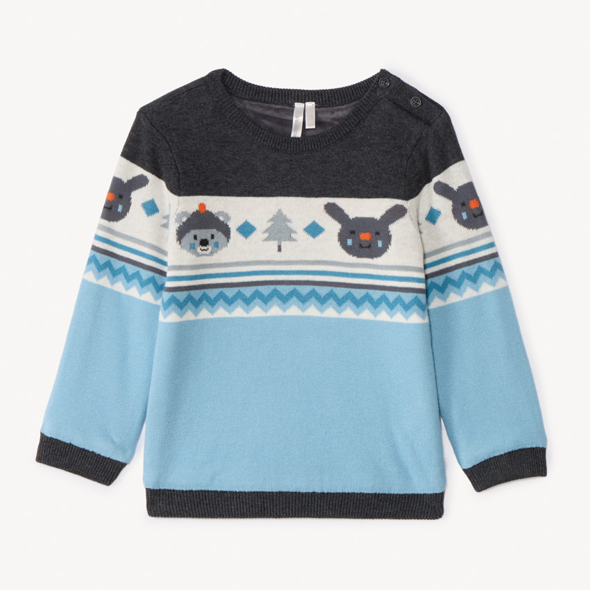 Pull en tricot jacquard doublé velours pour bébé garçon 